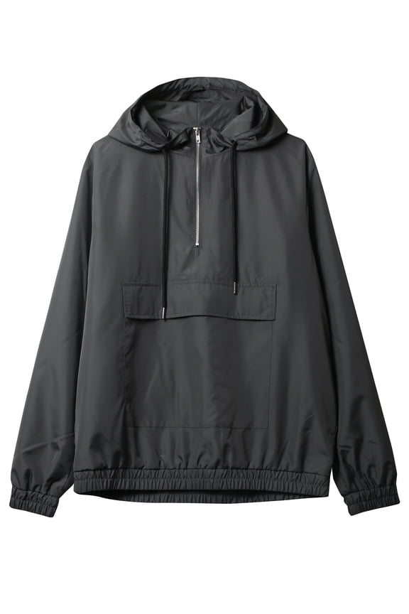 Mens Hooded Windbreaker Zip Pullover