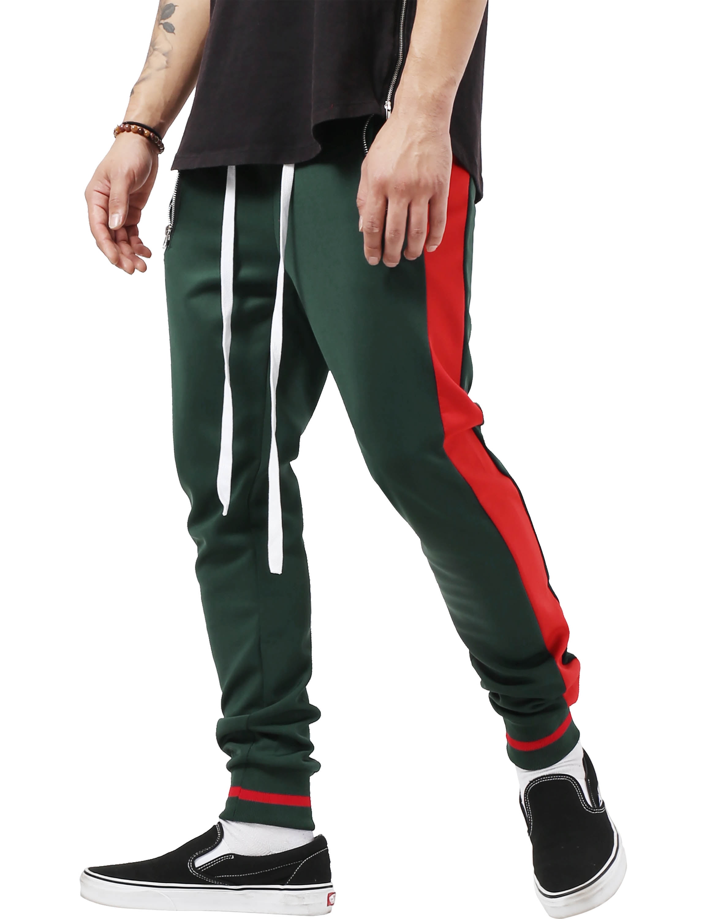 Green pants hotsell with red stripe