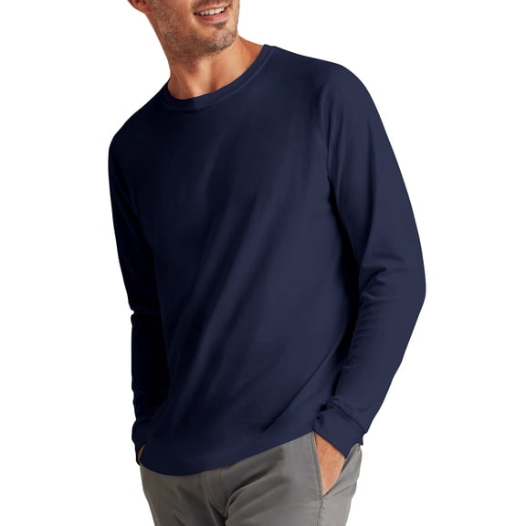 Ma Croix Mens Lightweight Casual Premium Comfort Crew Neck Collar Long Sleeve T-Shirt