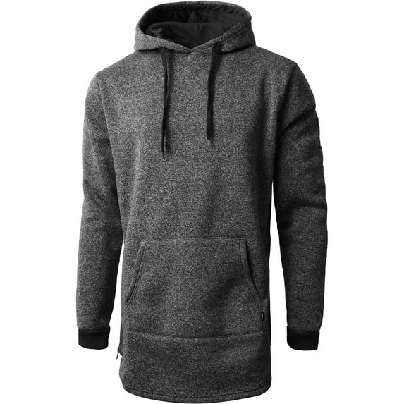 Ma Croix Mens Lightweight Marled Pullover Hoodie Texture Brushed Fleece Longline