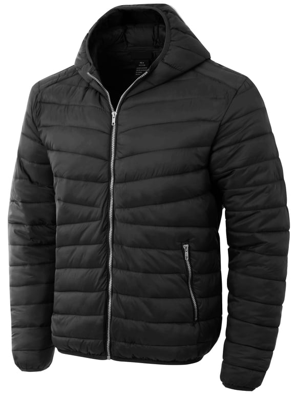 Mens Lightweight Puffer Jacket Alternative Down Quilted Hiking Parka with Hood