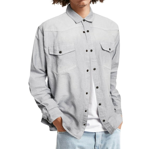 Ma Croix Mens Long Sleeve Denim Shirt Slim Fit Chambray Long Sleeve Button Down Shirt with Pocket