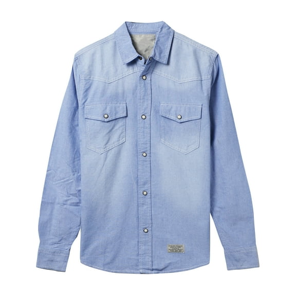 Ma Croix Mens Long Sleeve Denim Shirt Slim Fit with Pocket