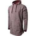 thumbnail image 1 of Ma Croix Mens Marled Lightweight Fleece Longline Pullover Hoodie, 1 of 5