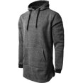 thumbnail image 1 of Ma Croix Mens Marled Lightweight Fleece Longline Pullover Hoodie, 1 of 5