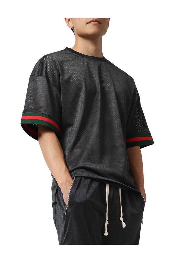 Mens Mesh Shirt Short Sleeve T-Shirt Urban Fashion Hip Hop Crew Neck Tee Sports Activewear