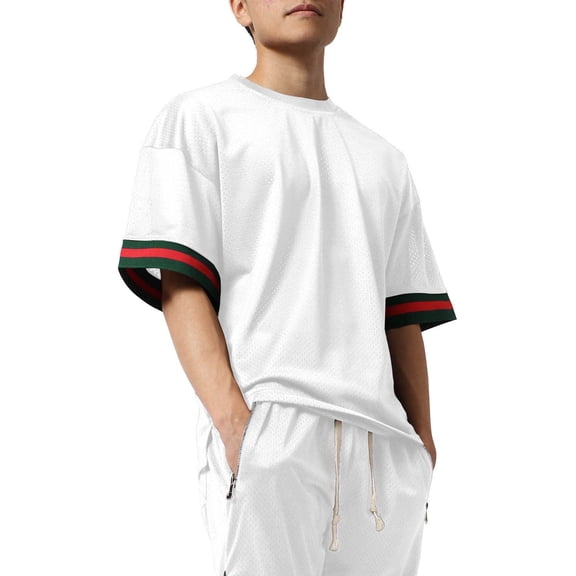 Ma Croix Mens Mesh Short Sleeve T-Shirt Urban Fashion Hip Hop Crew Neck Tee Sports Activewear
