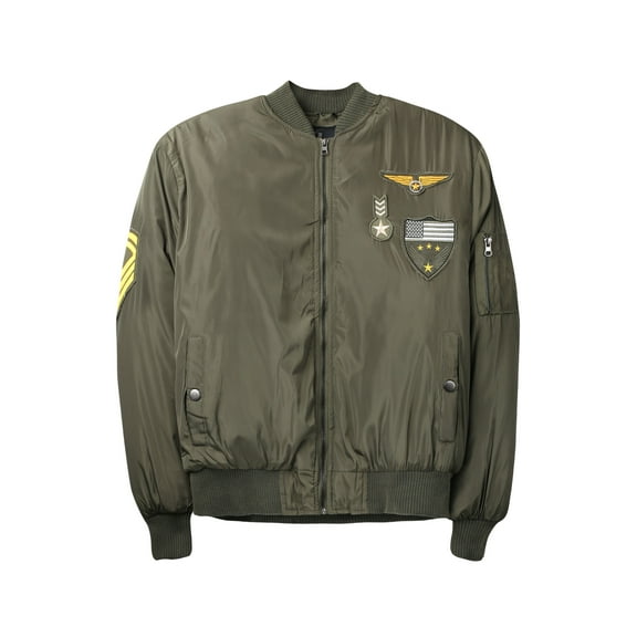Ma Croix Mens Military Patches Bomber Lightweight Skinny Fit Casual Padded Jacket