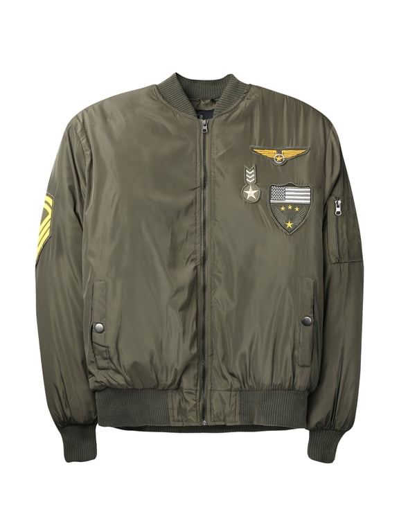 Mens Military Patches Bomber Lightweight Skinny Fit Casual Padded Jacket