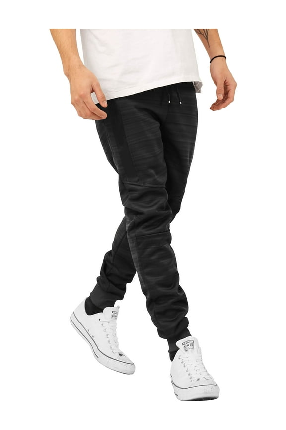 Mens Modern Jogger Pants with Zipper Pockets Solid Slim Fit Casual Brushed Sweatpants