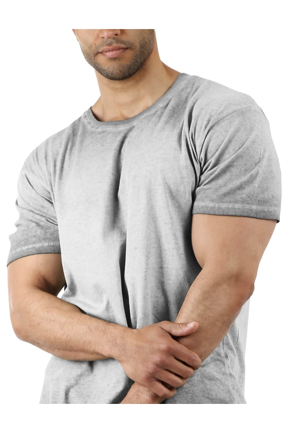 Mens Oil Wash Short Sleeve T Shirts Soft Faded Vintage Casual Crewneck Tee