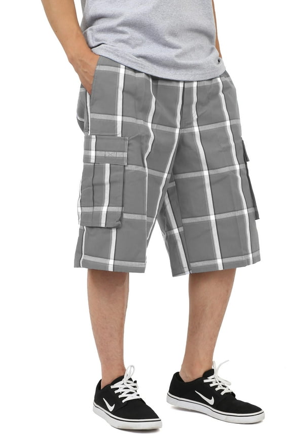 Mens PLAID SHORTS Cargo Pants Casual Comfort Fit S-5XL