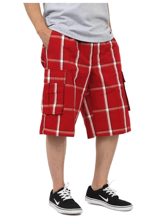 Mens PLAID SHORTS Cargo Pants Casual Comfort Fit S-5XL
