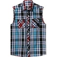 thumbnail image 1 of Ma Croix Mens Plaid Sleeveless Button Shirt Flannel Pattern, 1 of 5