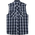 thumbnail image 1 of Ma Croix Mens Plaid Sleeveless Button Shirt Flannel Pattern, 1 of 5