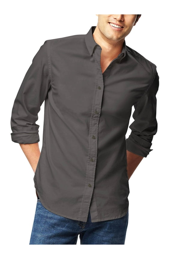 Mens Premium Dress Shirt Button Down Long Sleeve Collar Solid Casual Slim Fit