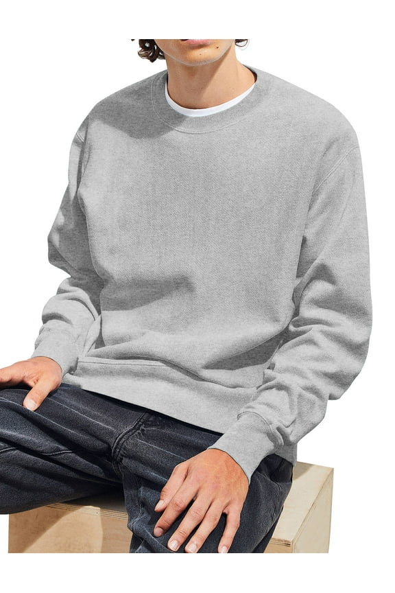 Mens Premium Fleece Crewneck Sweatshirt Casual Brushed Cotton Sweater