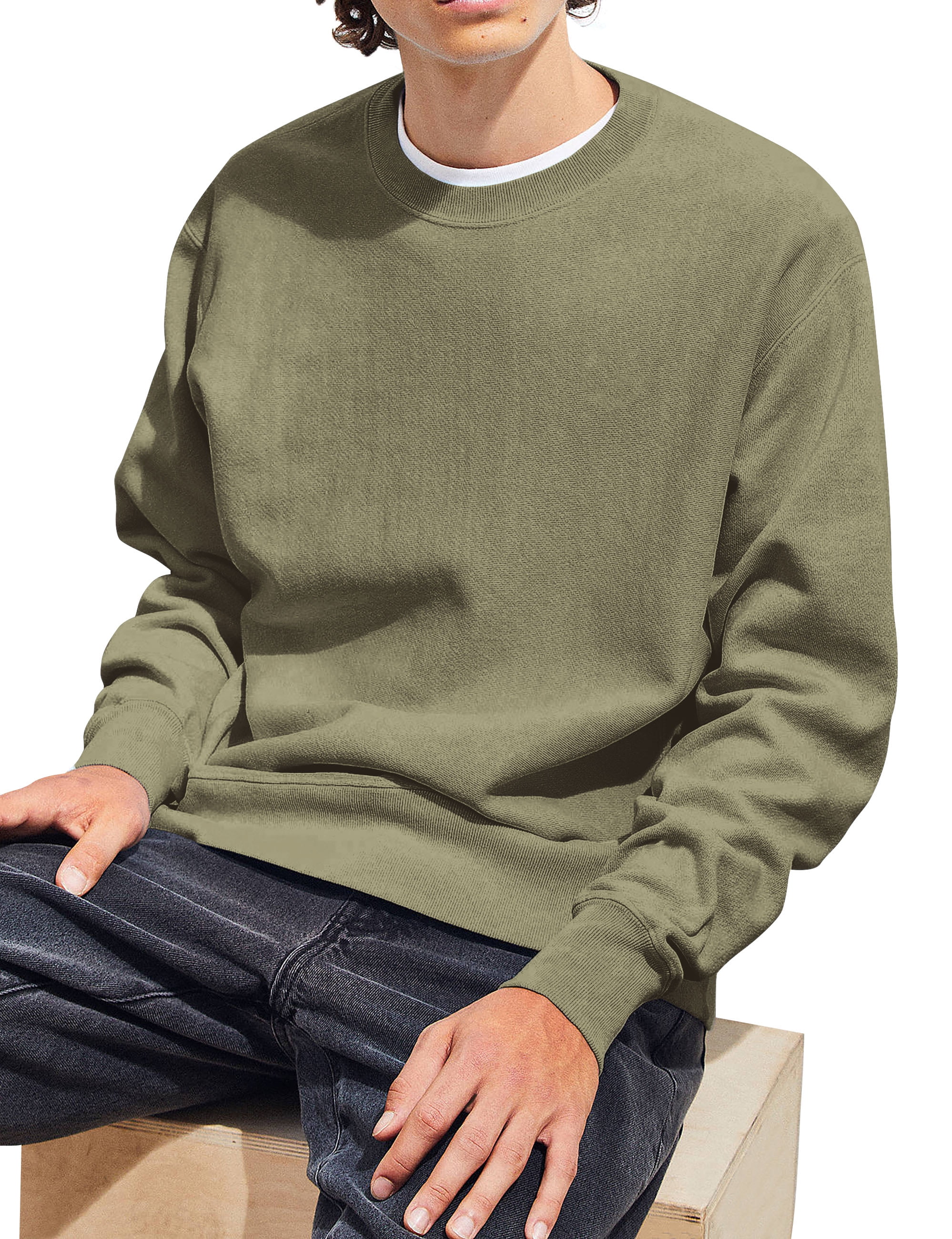 Ma Croix Mens Premium Fleece Crewneck Sweatshirt Casual Brushed Cotton  Sweater