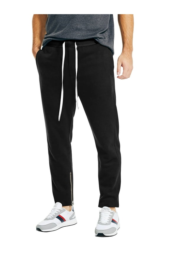Mens Premium Jersey Track Pants with Ankle Zipper Slim Athletic Fit Sweatpants