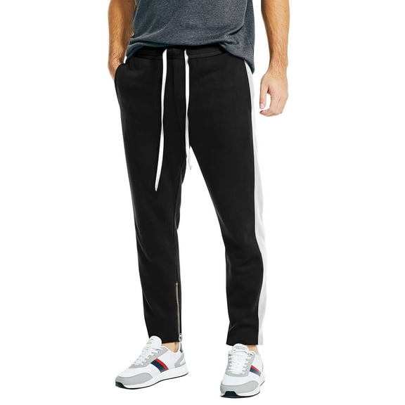 Ma Croix Mens Premium Jersey Track Pants with Ankle Zipper Slim Athletic Fit Sweatpants