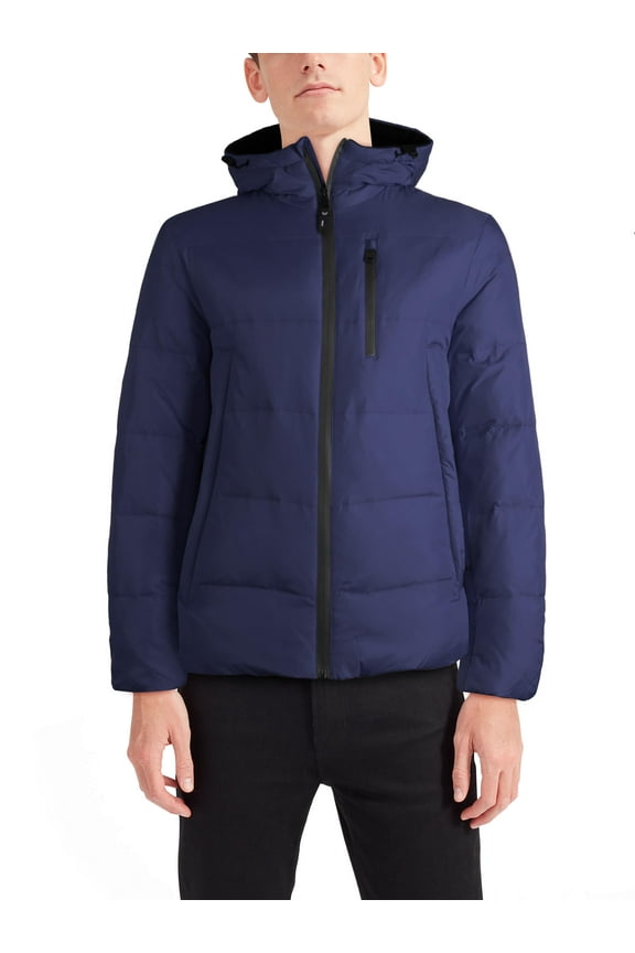 Mens Premium Lightweight Cold Resistant Down Jacket with Fleece Lined Hood