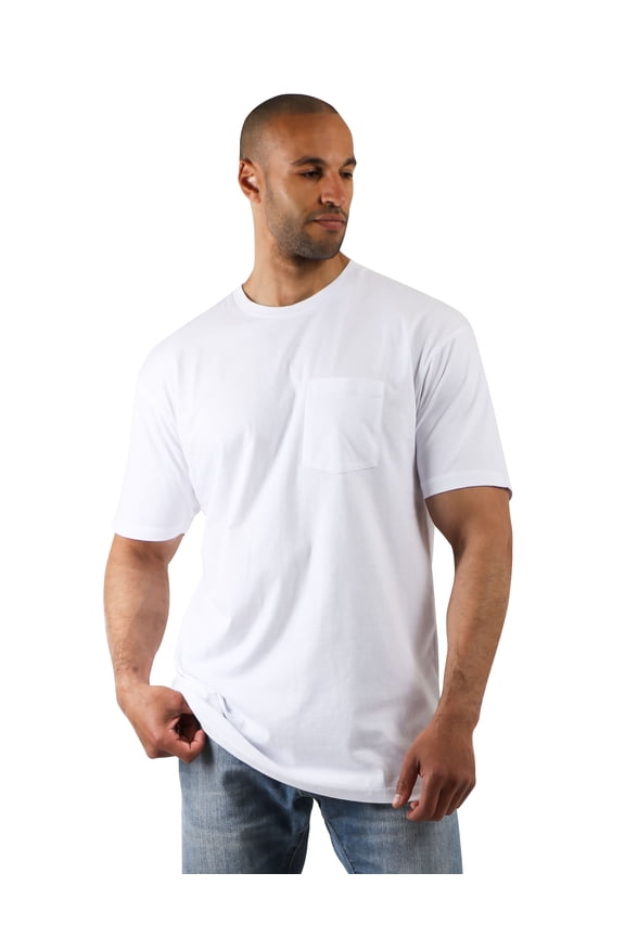 Mens Premium Pocket Tee Lightweight Cotton Workwear Crewneck Short Sleeve T Shirt