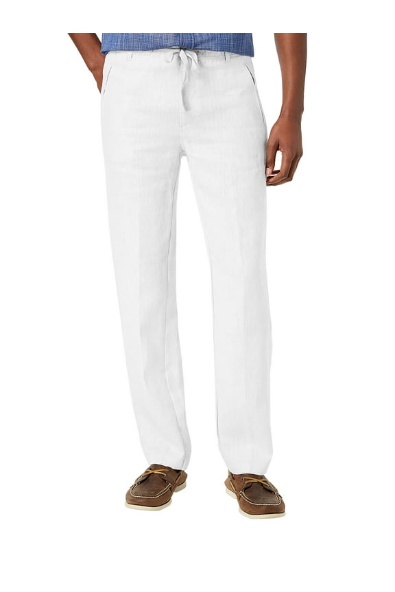 Mens Premium Soft Linen Pants Wrinkle Resistant Flat Front Classic Slacks