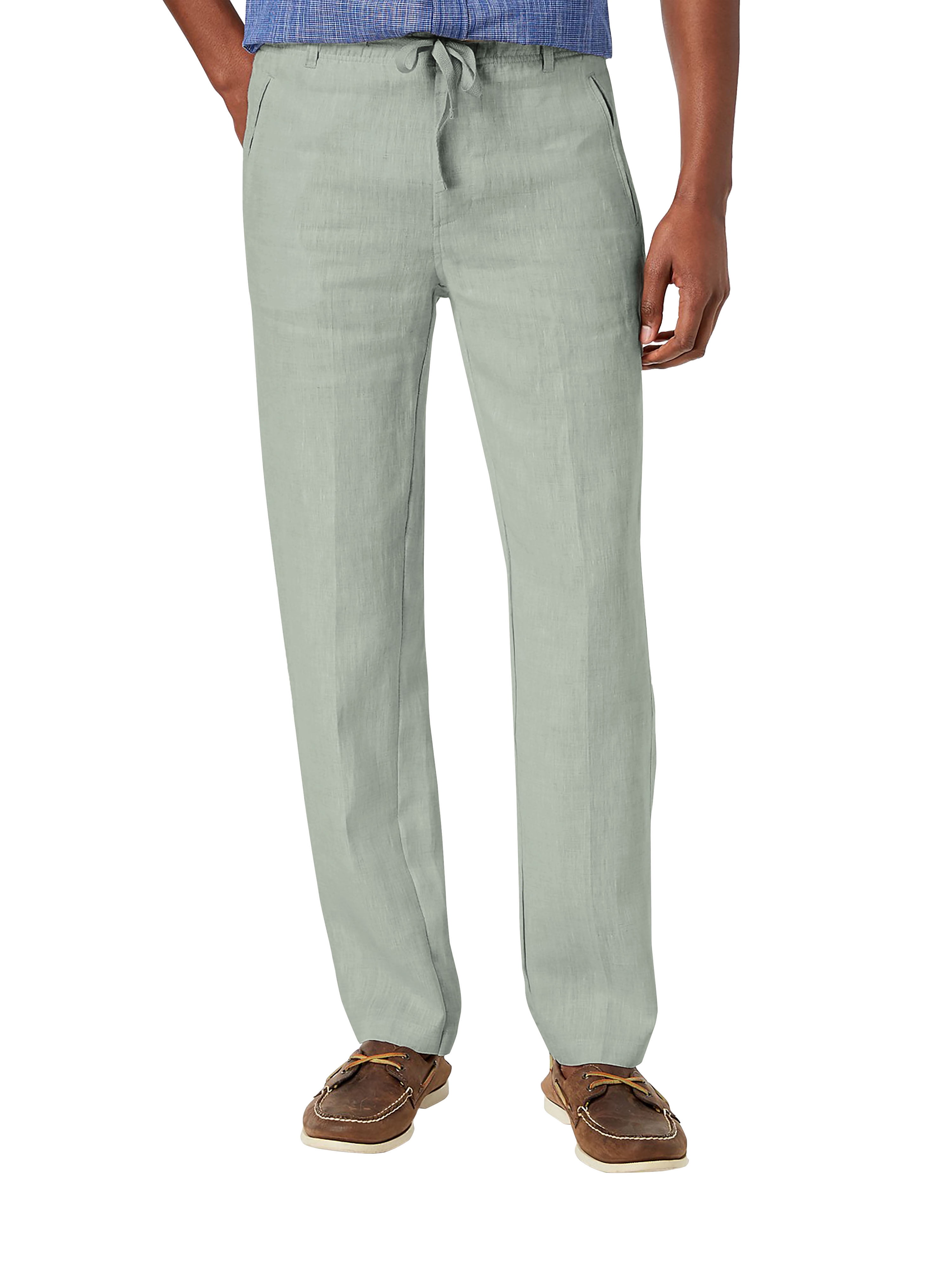 Ma Croix Mens Premium Soft Linen Pants Wrinkle Resistant Flat Front