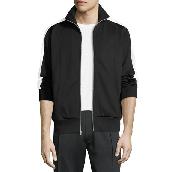 Ma Croix Mens Premium Vintage Track Jacket Performance Active Slim Fit Pique Jacket with Side Taping