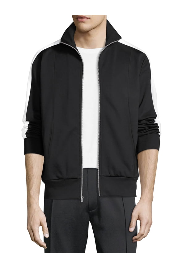 Mens Premium Vintage Track Jacket Performance Active Slim Fit Pique Jacket with Side Taping