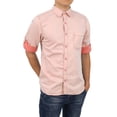 thumbnail image 1 of Ma Croix Mens Roll Up Sleeve Collar Button Down Chambray Striped Short Long Sleeve Casual Shirt, 1 of 3