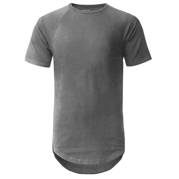 Ma Croix Mens Short Sleeve Raglan Longline Hip Hop Tee Crew Neck Curved Hem T Shirt