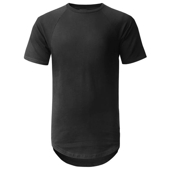 Ma Croix Mens Short Sleeve Raglan Longline Hip Hop Tee Crew Neck Curved Hem T Shirt