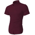 thumbnail image 1 of Ma Croix Mens Short Sleeve Slim Fit Button Down Solid Color Stretch Premium Dress Shirts, 1 of 4