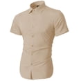 thumbnail image 1 of Ma Croix Mens Short Sleeve Slim Fit Button Down Solid Color Stretch Premium Dress Shirts, 1 of 4