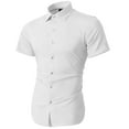 thumbnail image 1 of Ma Croix Mens Short Sleeve Slim Fit Button Down Solid Color Stretch Premium Dress Shirts, 1 of 4