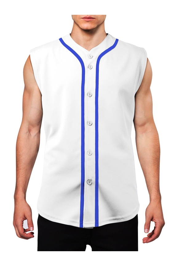 Mens Sleeveless Button Down Baseball Jersey Hip Hop T Shirts