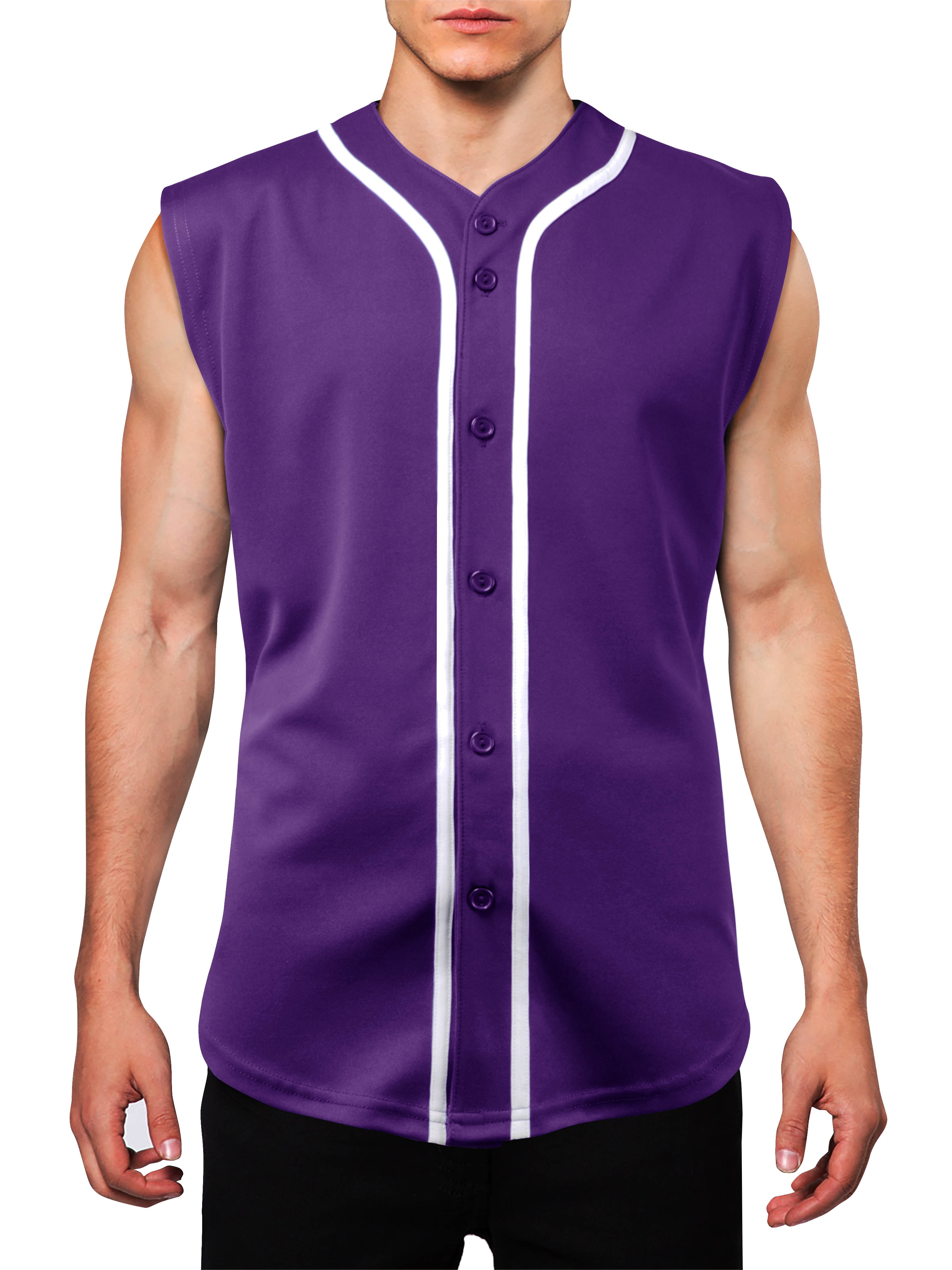 Ma Croix Mens Sleeveless Button Down Baseball Jersey Hip Hop T 