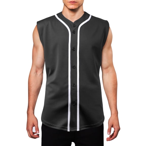 Ma Croix Mens Sleeveless Button Down Baseball Jersey Hip Hop T Shirts