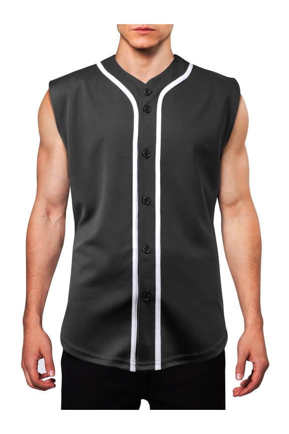 Mens Sleeveless Button Down Baseball Jersey Hip Hop T Shirts