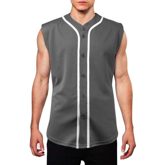 Ma Croix Mens Sleeveless Button Down Baseball Jersey Hip Hop T Shirts