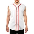 thumbnail image 1 of Ma Croix Mens Sleeveless Button Down Baseball Jersey Hip Hop T Shirts, 1 of 7