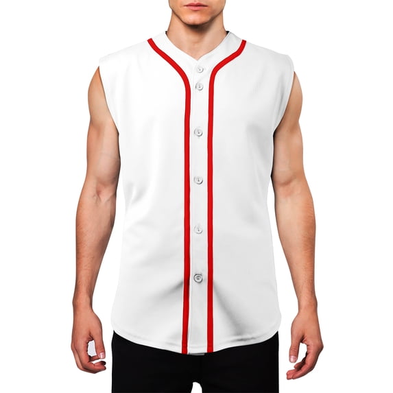Ma Croix Mens Sleeveless Button Down Baseball Jersey Hip Hop T Shirts