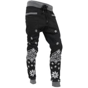 Ma Croix Mens Slim Fit Jogger Pants with Multi Designs Hip Hop Stripe Color Block Zipper Accent Pockets
