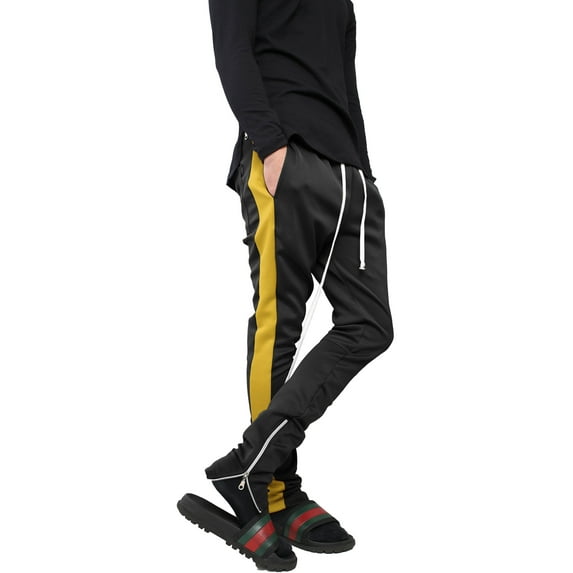 Ma Croix Mens Stripe Track Pants Skinny Fit Stretch Casual Elastic Athletic Training Slim Joggers
