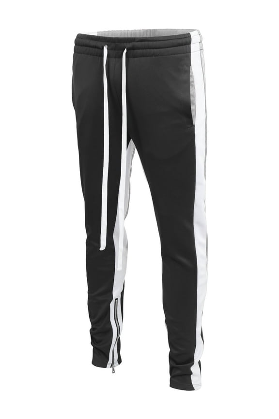 Mens Stripe Track Pants Three Tone Training Skinny Fit Athletic Casual Training Joggers