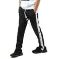 thumbnail image 1 of Ma Croix Mens Stripe Track Pants with Button Accent Casual Stretch Slim Fit, 1 of 8