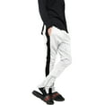 thumbnail image 1 of Ma Croix Mens Stripe Track Zipper Pants Two Tone Skinny Fit Elastic Athletic Training Bottom, 1 of 6