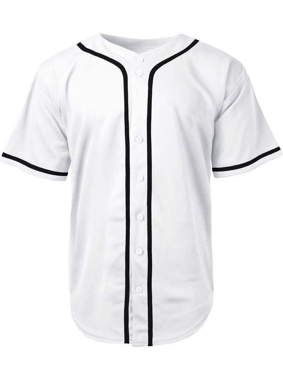 Mens Team Sports Printable Blank Jersey Baseball Collar Button Up T Shirts
