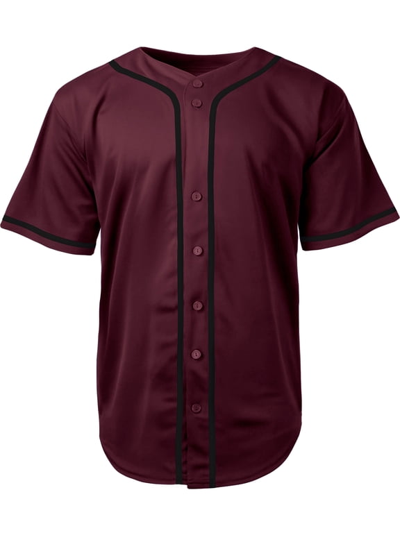 Mens Team Sports Printable Blank Jersey Baseball Collar Button Up T Shirts